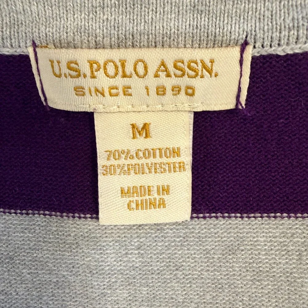 U.S. Polo Assn. Sport Sweater Women’s Medium Purple Gray Rugby Stripe Preppy - Picture 5 of 10